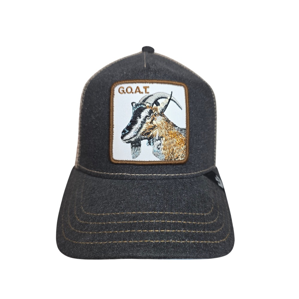 Goorin Bros The‎ Farm GOAT Trucker Hat Denim Mesh Snapback OSFM Rare Unique Find